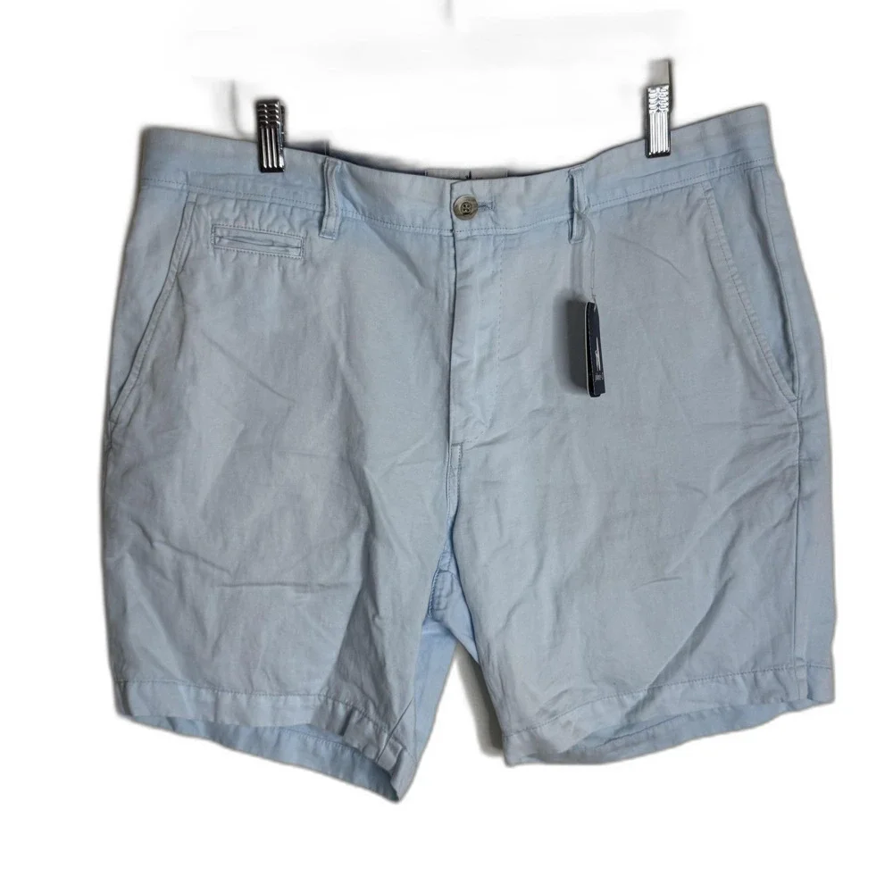 johnnie-O Shorts Mens 34 Light Blue Haze Cotton Linen Blend‎ Chino NWT Casual
